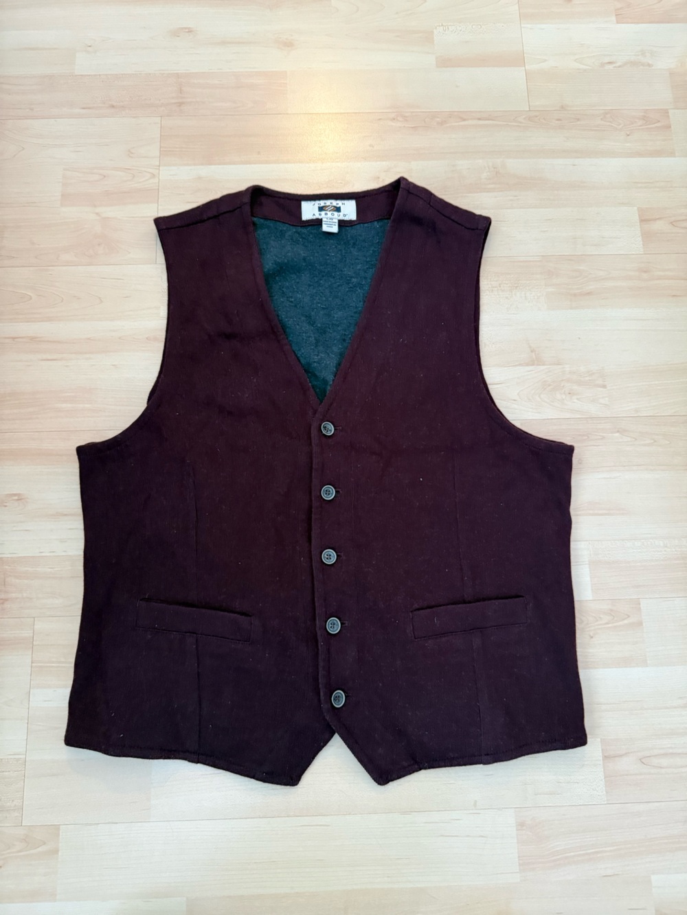 Joseph Abboud Burgundy Button up Vest V-neck cotton